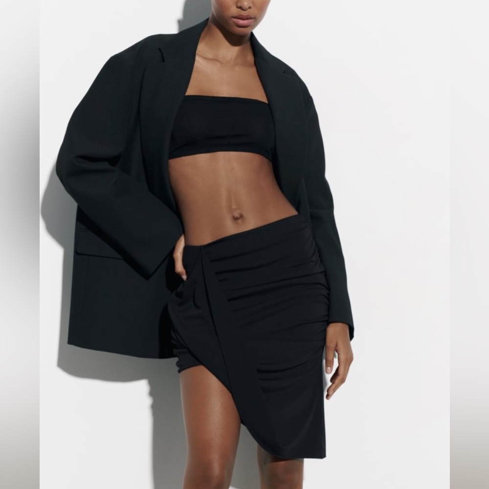 NWT Zara draped asymmetric skirt black